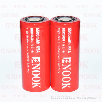 enook 26650 5500mAh 65A high drain 3.7V rechargeable battery with flat top for e-cigars vaping mod